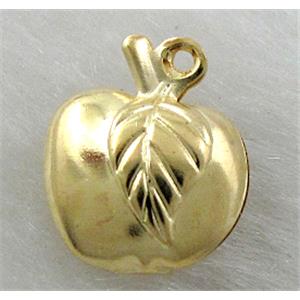 apple pendant, copper, Golden plated, 11x13.5mm [FDOT03GP]