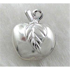 Apple, copper pendants, platinum plated, 11x13.5mm [FDOT03PP]