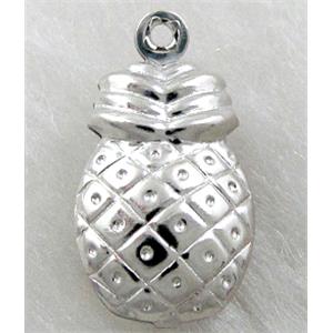 copper pendants, pineapple, platinum plated, 10x18mm [FDOT04PP]