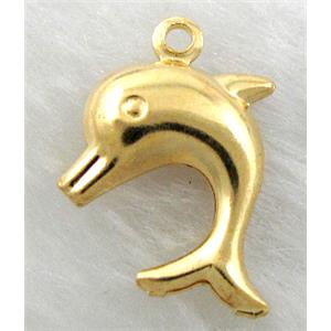 dolphin pendant, copper, golden plated, 15x19mm [FDOT07GP]