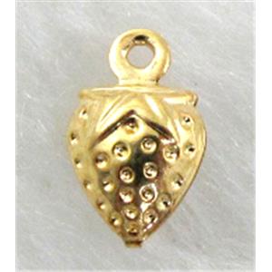 strawberry pendants, copper, Golden plated, 6.5x10mm [FDOT09GP]