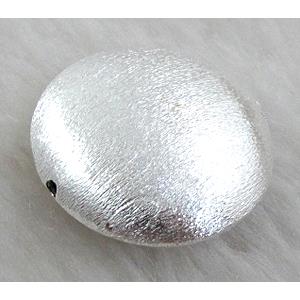 copper brushed beads, coin, silver plated, approx 15mm [FDOT14SP-15MM]