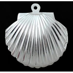 Locket pendant, shell, copper, silver plated, 23x25mm [FDOT17SP]