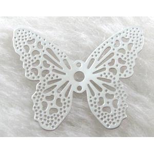 butterfly pendant, copper, platinum plated, 25x20mm, nickel free, lead free [FDOT19PP]