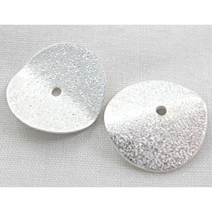 silver plated copper spacer, matte, flake, 14.5mm dia, hole:1.5mm [FDOT21SP]