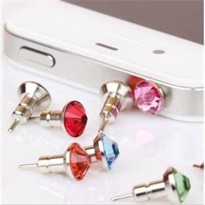 Earphone Jack Dust Cap Plug with Rhinestone, mixed, 6.5mm [FDPA18]
