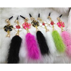 Earphone Jack Dust Cap Plug, Rhinestone pendant, mixed, mixed [FDPA24]