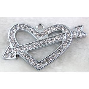 Platinum Plated Jewelry Pendant Enchase Rhinestone, 60x35mm [FDPDMM02]