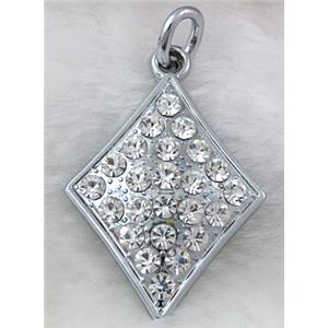 Platinum Plated Jewelry Pendant Enchase Rhinestone, 30x45mm [FDPDMM12]