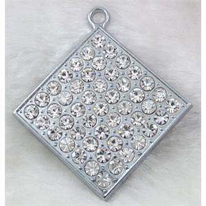 Platinum Plated Jewelry Pendant Enchase Rhinestone, 48x55mm [FDPDMM14]
