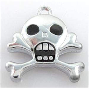 skull charm, alloy pendant, platinum plated, 20x20mm [FDPDMM91]