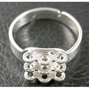 adjustable finger Ring Setting, copper, silver plated, 19mm dia,9 eyes [FPD01SP]