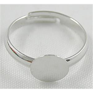 adjustable finger Ring with cabochon setting, copper, platinum plated, 18.5mm dia [FDR04PP]