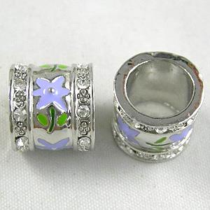 Platinum Plated Copper Ring with East Middle Rhinestone, enamel, 13.5mm dia, 12.5mm high, 1.8mm thick [FDR06PP]