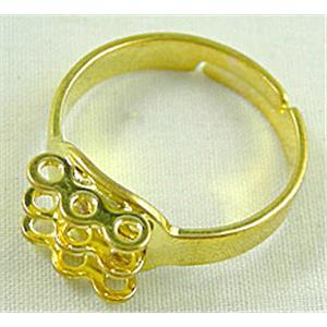 adjustable Finger Ring Setting, copper, gold plated, 19mm dia [FDR10GP]