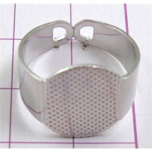 adjustable Ring with cab-settings, copper, nickel free, 18.5mm, color: platinum plated [FDR21PP-C916]