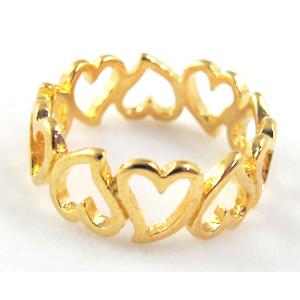 gold plated Copper heart Ring, 7mm wide, 20mm dia [FDR46GP]