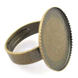 adjustable Ring with bezel tray, copper, antique bronze, nickel free, inside: 20mm dia, ring: 18mm [FDR49BP]