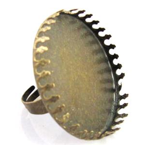 adjustable Ring with bezel tray, copper, antique bronze, nickel free, inside: 35mm dia, ring:18mm [FDR50BP]