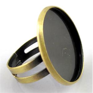 adjustable Ring with bezel tray, copper, antique bronze, nickel free, inside: 23mm dia, ring:18mm [FDR51BP]