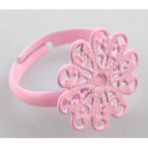 adjustable finger Ring, copper, enamel, nickel free, 17mm dia, ring: 18mm [FDR56]