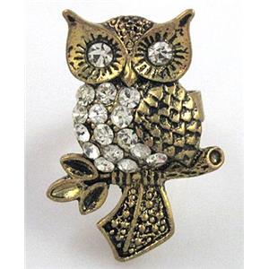 finger Ring, alloy bead, adjustable, antique gold, 25x35mm, 18mm dia [FDR59]