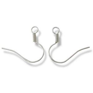 Earring Hook, iron, silver plated, 15mm high [SP-HOOK-SMALL]