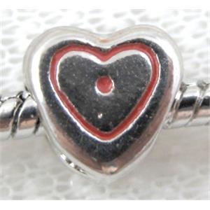 enamel stopper beads, heart, screw, alloy, 9mm dia,  hole:4mm, Nickel Free Lead Free, screw [FDSTY-AD19048]