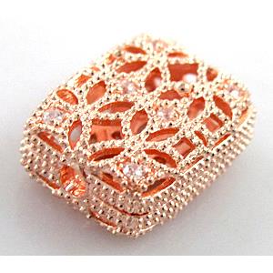 alloy bead with Zircon, red copper, 12.5x15.5mm [FDSTY1261]