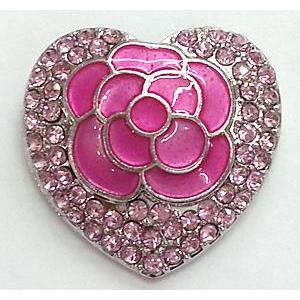 Bracelet bar, enamel alloy bead with rhinestone, 30mm dia [FDSTY1424]