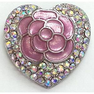 Bracelet bar, enamel alloy bead with rhinestone, 30mm dia [FDSTY1425]