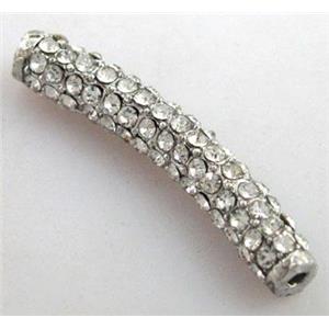 bracelet bar spacer ture with rhinestone, platinum plated, 4x30mm [FDSTY1427]