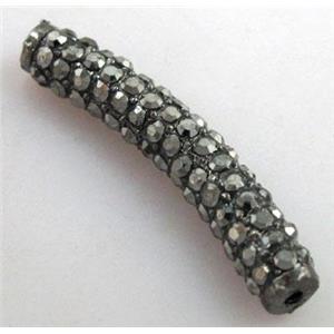 bracelet bar alloy spacer tube with rhinestone, 4x30mm [FDSTY1428]