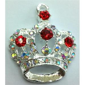 alloy crown pendant with Rhinestone, 30x35mm [FDSTY1432]