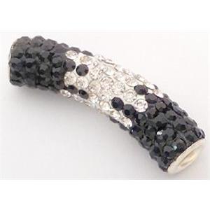 bracelet bar, copper, fimo tube with rhinestone, 10x35mm, approx 4.5mm hole [FDSTY1435]