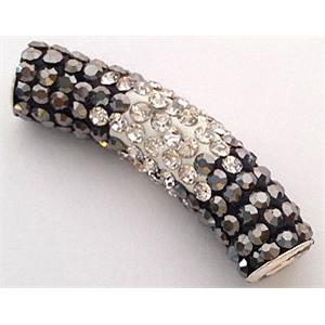 bracelet spacer, copper, fimo tube with rhinestone, 10x35mm, approx 4.5mm hole [FDSTY1437]
