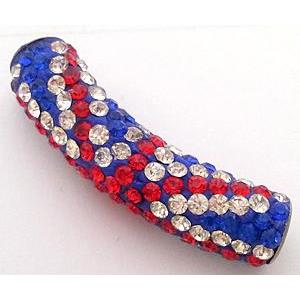 bracelet spacer, copper, fimo tube with rhinestone, 10x35mm, approx 4.5mm hole [FDSTY1441]