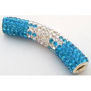 bracelet spacer, copper, fimo tube with rhinestone, 10x47mm, approx 4.5mm hole [FDSTY1444]