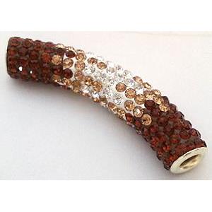 bracelet spacer, copper, fimo tube with rhinestone, 10x47mm, approx 4.5mm hole [FDSTY1445]