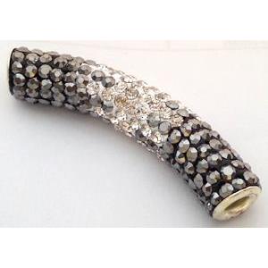 bracelet spacer, copper, fimo tube with rhinestone, 10x47mm, approx 4.5mm hole [FDSTY1446]