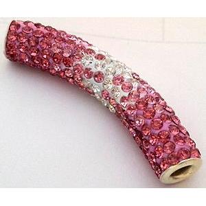 bracelet spacer, copper, fimo tube with rhinestone, 10x47mm, approx 4.5mm hole [FDSTY1447]