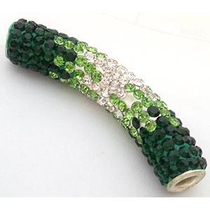 bracelet spacer, copper, fimo tube with rhinestone, 10x47mm, approx 4.5mm hole [FDSTY1449]