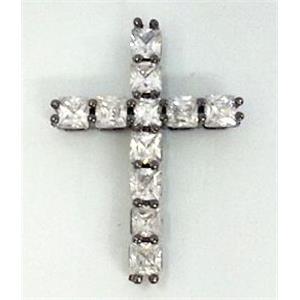 copper bead with zircon, cross, black, 20x30mm [FDSTY1476]