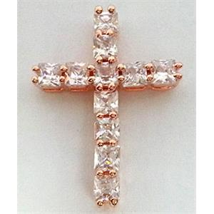 copper bead with zircon, cross, red copper, 20x30mm [FDSTY1478]