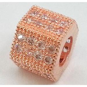 copper bead with zircon, red copper, 12mm dia, 5mm hole [FDSTY1483-12MM]