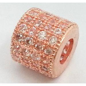 copper bead with zircon, red copper, 12mm dia, 5mm hole [FDSTY1485]