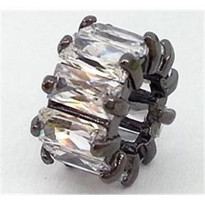 copper rondelle beads with zircon, black plated, 10mm dia, 5.5mm hole [FDSTY1487]