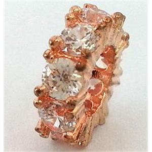 copper bead with zircon, red copper, 12mm dia, 6mm hole [FDSTY1491-12MM]