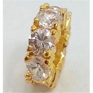 copper bead with zircon, gold, 12mm dia, 6mm hole [FDSTY1492-12MM]