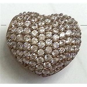 copper bead with zircon, brass, 14mm dia [FDSTY1501]